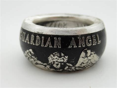 Pure Silver Guardian Angel Coin Ring Electroplated To Bring Etsy