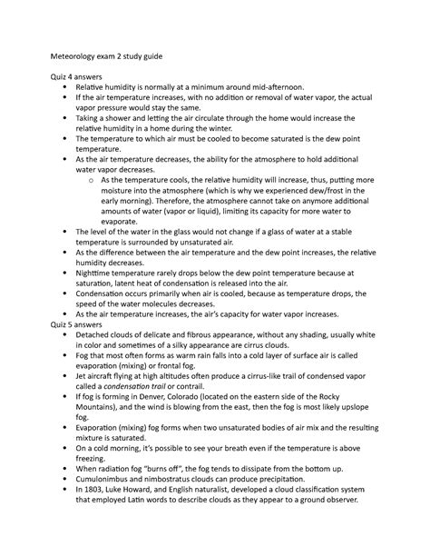 Meteorology Exam 2 Study Guide Meteorology Exam 2 Study Guide Quiz 4