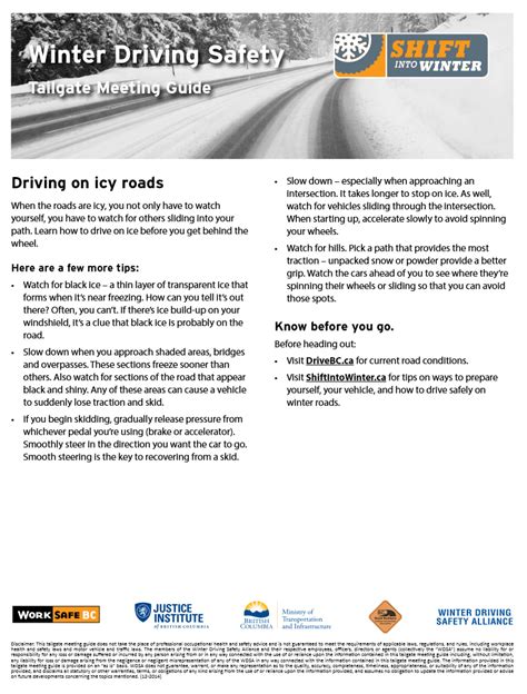 Driving On Icy Roads Road Safety At Work