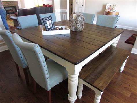 Square Farmhouse Table And Matching Bench Just Fine Tables