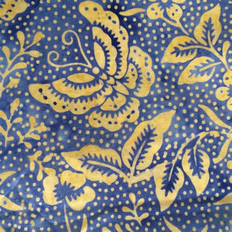 Butterfly Batik White Blue Quilting Fabric By Woodlawndesigns