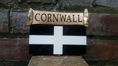 The Flag Of Cornwall Made Of Painted Marble With The Cross Etsy