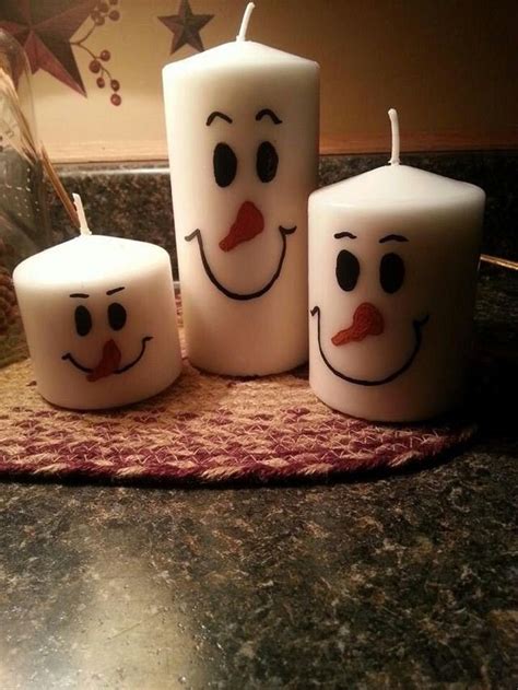 Snowman Candles Use Sharpies To Make The Faces Great Hostess Ts
