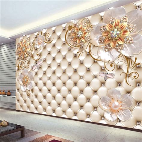 Home And Living 3d Golden Flowers Floral Wall Mural Wall Decor Four Giant