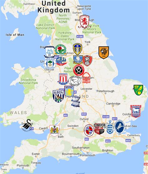 2018 Efl Championship England Map England Map Premier League