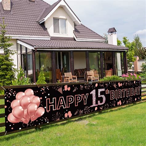 Buy Pimvimcim Happy 15th Birthday Banner Decorations For Girls Large