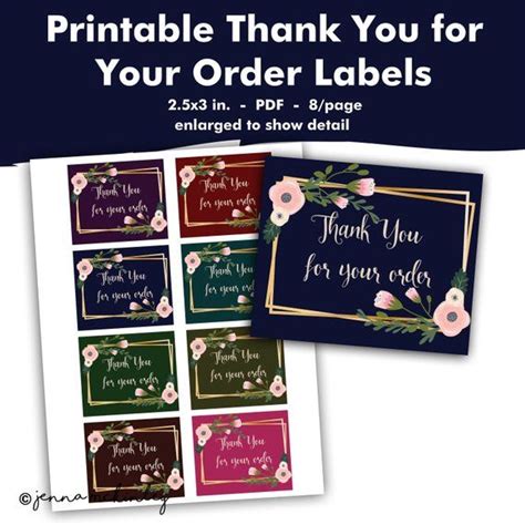 Thank you for your purchase. Printable Thank You For Your Order Seller Small Business Card Package Shipping Label Insert Cu ...
