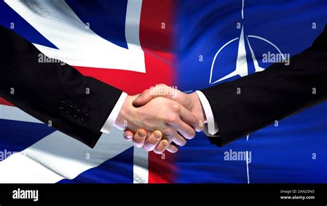 Great Britain And Nato Handshake International Friendship Flag