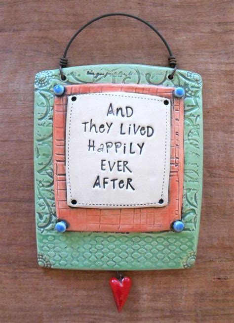 Green Ceramic Wall Plaque With Wire And They Lived Happily Ever After