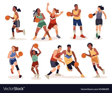 Female Basketball Players Cartoon Athletes Vector Image