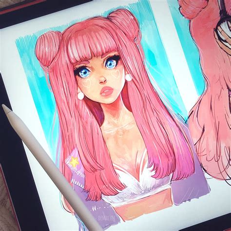 Pink Space Buns Girly Inspired By A Super Drawing By Liaddh ☺️💕 Check Her Out 💖 The Second