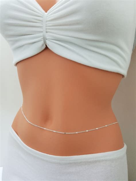 Simple Belly Chain Silver Belly Chain Belly Chain Belly Etsy