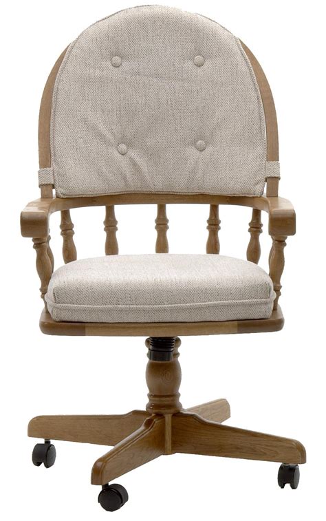 Intercon Classic Oak Swivel Game Chair with Casters and Cushion Back