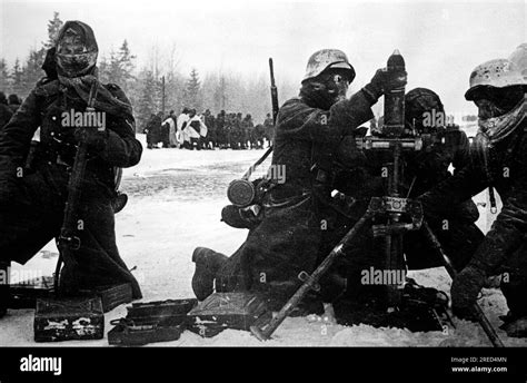 German Soldiers Firing A Grenade Launcher Near Vyazma In The Central