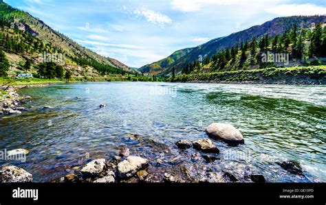 Thompson River With Its Many Rapids Flowing Through The Canyon In The