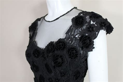 Ungaro Couture 1990s Black Appliquéd Guipere Lace Gown At 1stdibs