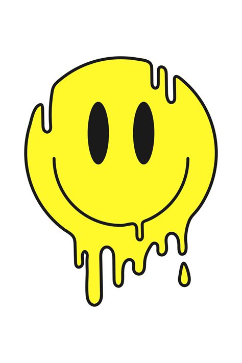 A Yellow Smiley Face With Dripping Paint On It
