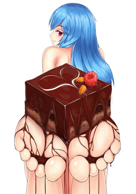 Rule Barefoot Blue Hair Cake Chocolate Damao Yu Feet Female Food