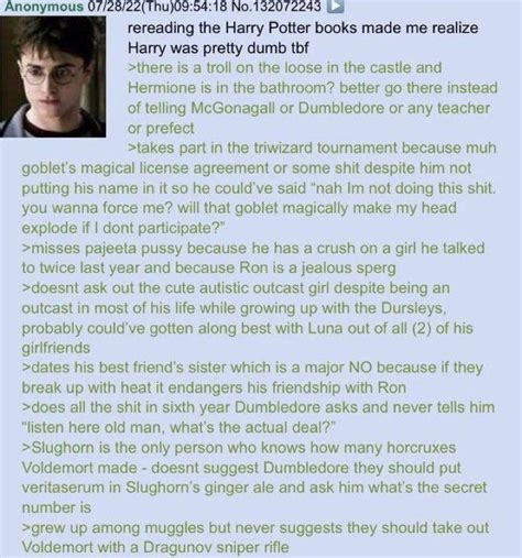anon explains why harry potter is actually dumb r greentext greentext stories know your meme