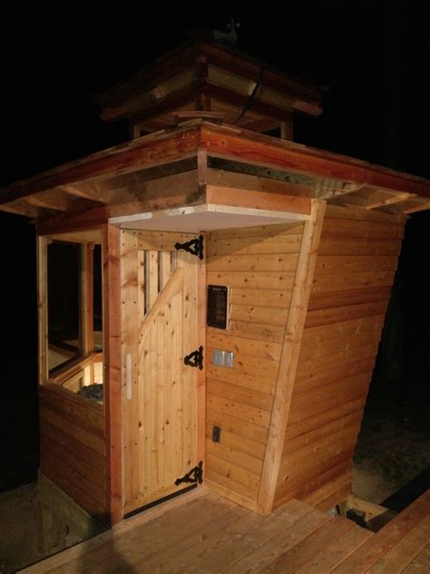 Custom Siberian Larch Sauna At Night Outdoor Sauna