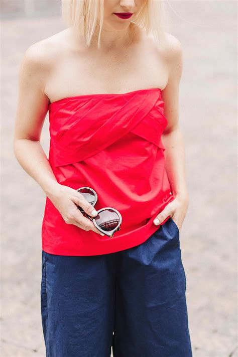 How To Style A Red Strapless Top For Summer Poor Little It Girl