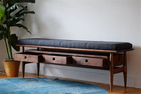 Keep up with what we're up to. Mid Century Modern Entryway Bench, Upholstered Wood ...