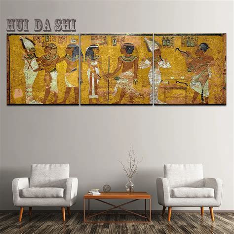 Modular Egypt Poster Canvas Prints Oil Painting 3pcs Ancient Egyptian Picture Framed Figure