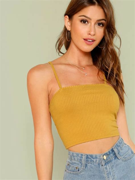 Rib Cami Crop Top Cami Crop Top Crop Tops Cami Outfit