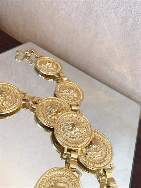 Vintage Versace Style Goldtone Metal Lion Coins Belt Necklace Etsy