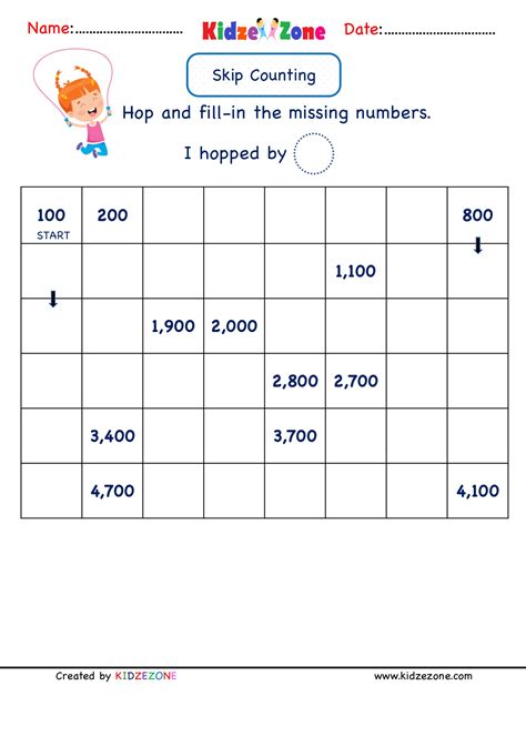 Grade 2 Math Number Worksheets Skip Counting By 100