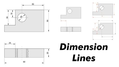 How To Draw Dimension And Extension Lines In Mechanical Drawing Youtube