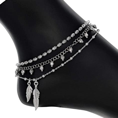 Silver Anklet Set In Sterling Silver With Rhodium Overlay