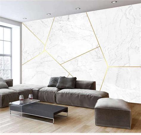 8d Papel Mural Gold Line Texture Geometry Marble 3d Stone Wallpaper