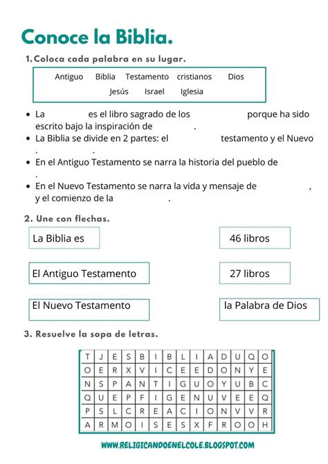 La Biblia Ficha Interactiva Y Descargable Puedes Hacer Los Ejercicios