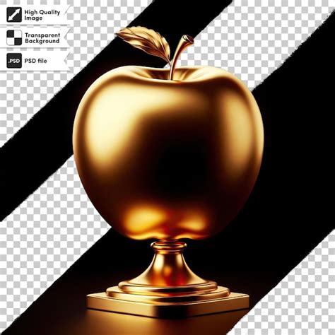 Premium Psd Psd Golden Apple On Transparent Background