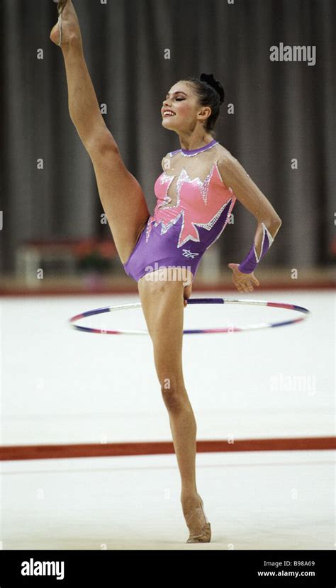 Gymnast Alina Kabaeva Performing Hoop Routine At Rhythmic Gymnastics