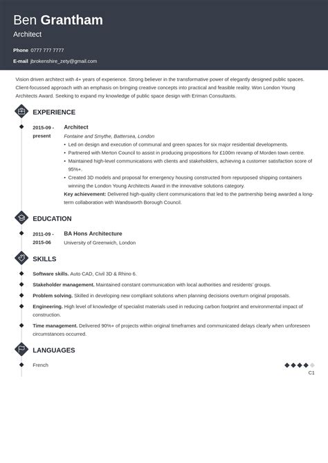 108 skills for your cv. Architecture CV Examples & Template for 2021