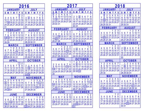 3 Year Calendars Different Styles Of Calendar Templates Printable