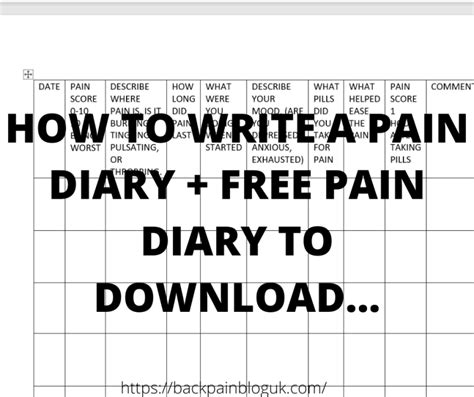 How To Write A Pain Diary Free Pain Diary To Download Back Pain