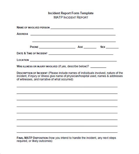 Incident Report Template Word Free Download Aashe