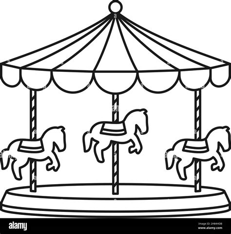 Carrousel ou manège avec chevaux pour une balade ludique en icône