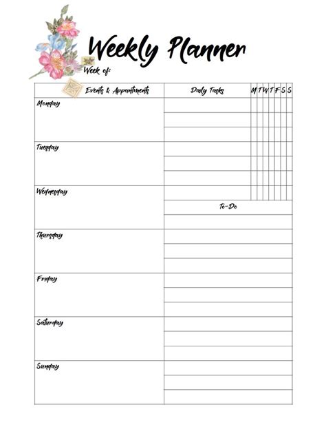 Calendars Weekly Planner Free Printable Free Weekly Planner