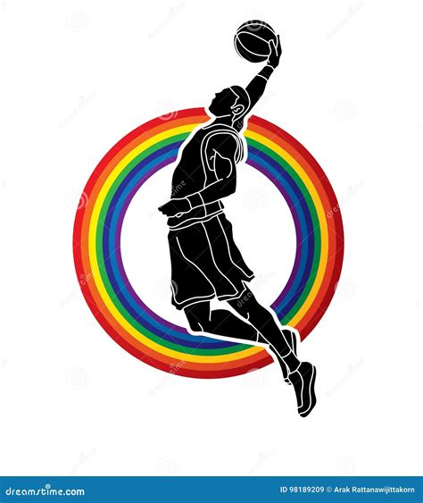 Basketball Player Dunking Graphic Vector Stock Vector Illustration Of
