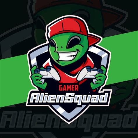 Alien Squad Gamer Mascot Esport Logo Design Vector Premium