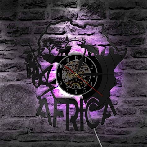Africa Decor Vinyle Record Led Vinyl Record Wall Clock Africa Artwork