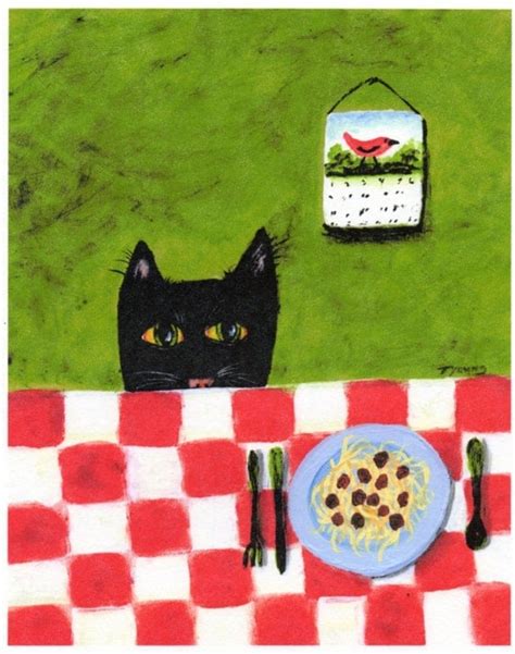 Black Cat Spaghetti Cat Abstract Folk Art Print By Todd Young