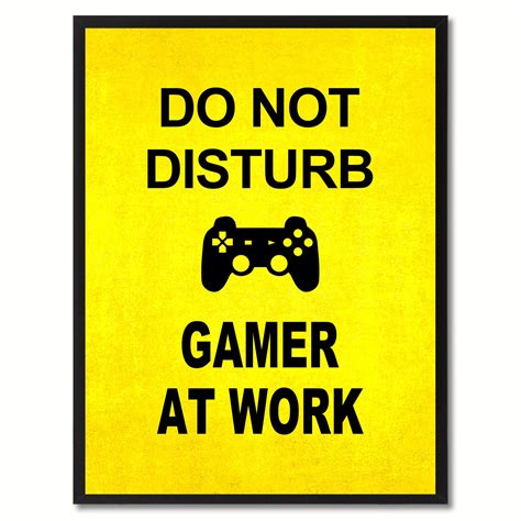 don t disturb gamer funny sign yellow canvas print with picture frame t ideas home decor wall
