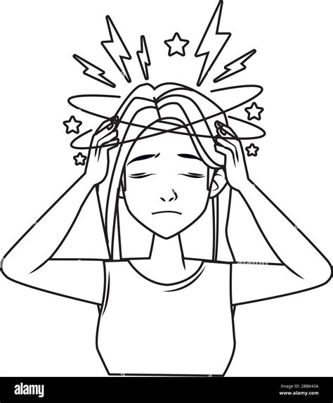 Woman With Headache Stress Symptom Character Stock Vector Image And Art