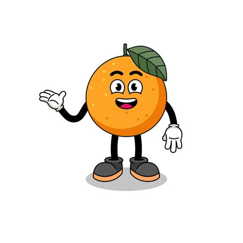 Caricature De Fruits Orange Avec Pose De Bienvenue 7130963