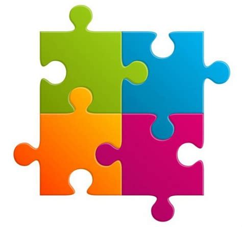 4 Colorful Jigsaw Puzzle Pieces Vector Set Welovesolo